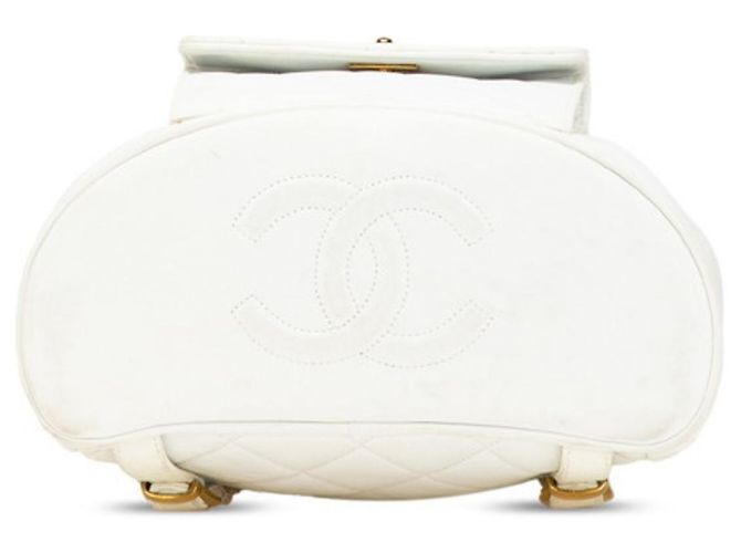 CHANEL Matelasse Coco Mark Chain Backpack White - view 3