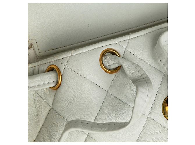 CHANEL Matelasse Coco Mark Chain Backpack White - view 6