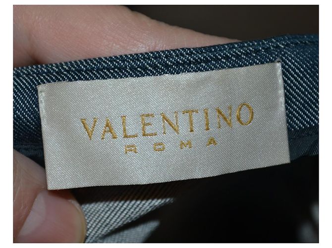 Falda Valentino Garavani de seda y algodón azul - vista 5