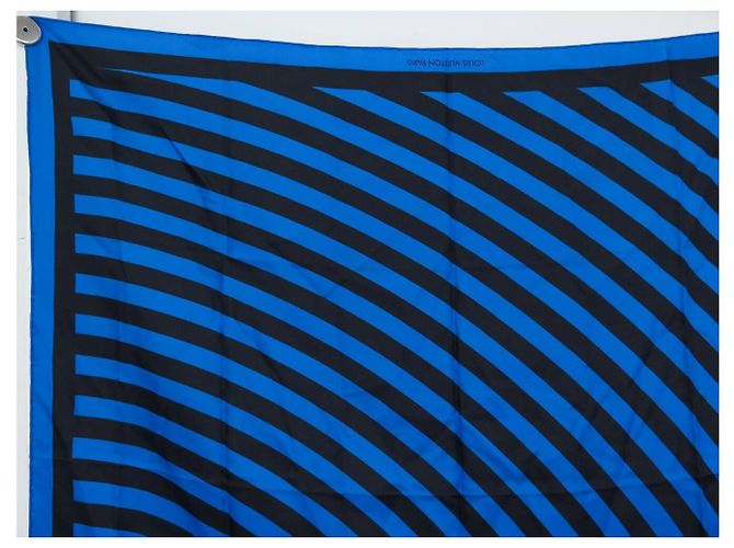 NUOVO SCIARPA LOUIS VUITTON RESSAC 90 SOL LEWITT 1ª EDIZIONE 1987 LIMITATA Blu - vista 2