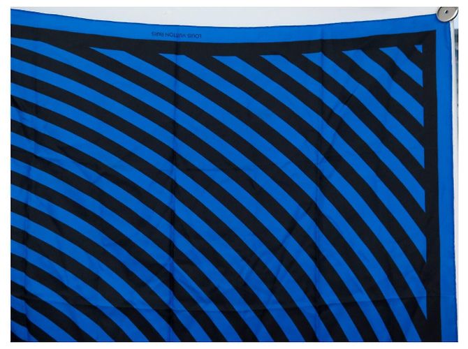 NUOVO SCIARPA LOUIS VUITTON RESSAC 90 SOL LEWITT 1ª EDIZIONE 1987 LIMITATA Blu - vista 3