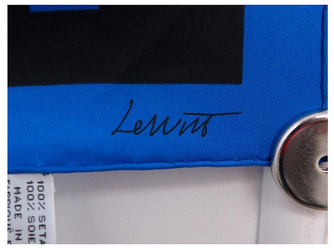 NUOVO SCIARPA LOUIS VUITTON RESSAC 90 SOL LEWITT 1ª EDIZIONE 1987 LIMITATA Blu - vista 6