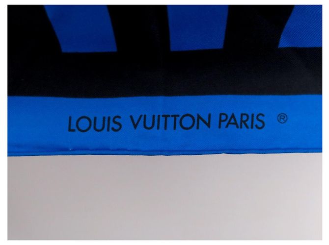 NUOVO SCIARPA LOUIS VUITTON RESSAC 90 SOL LEWITT 1ª EDIZIONE 1987 LIMITATA Blu - vista 7