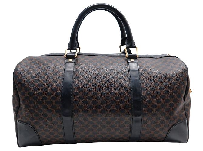Céline BORSA DA VIAGGIO VINTAGE CELINE BOSTON 40 IN CANVAS MACADAM Marrone - vista 2