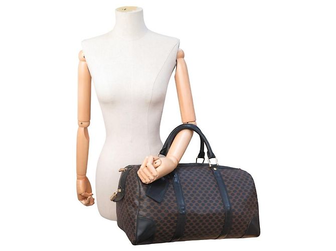 Céline BORSA DA VIAGGIO VINTAGE CELINE BOSTON 40 IN CANVAS MACADAM Marrone - vista 7
