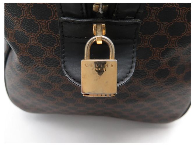 Céline BORSA DA VIAGGIO VINTAGE CELINE BOSTON 40 IN CANVAS MACADAM Marrone - vista 9