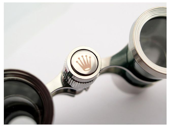 NEUF JUMELLES MONTRE ROLEX LUNETTES D'OPERA ACIER PALLADIE EMAIL VERT BINOCULARS - vue 5