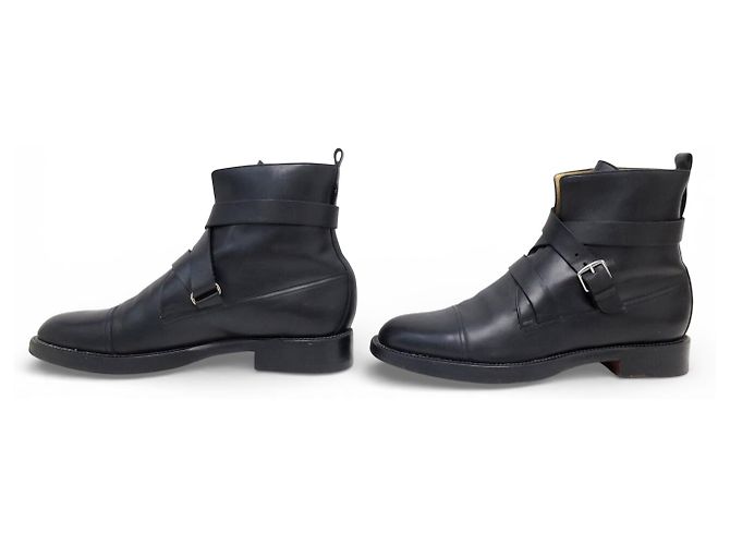 Hermès SCARPE HERMES FINLAND ANFIBI 42 IN PELLE NERA CON DOPPIE CINGHIE Nero - vista 2
