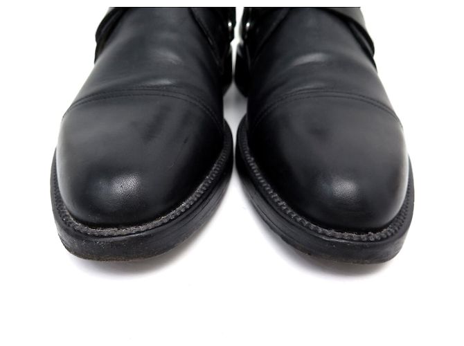 Hermès SCARPE HERMES FINLAND ANFIBI 42 IN PELLE NERA CON DOPPIE CINGHIE Nero - vista 4