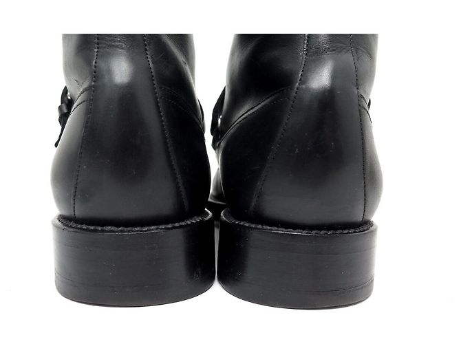 Hermès SCARPE HERMES FINLAND ANFIBI 42 IN PELLE NERA CON DOPPIE CINGHIE Nero - vista 5