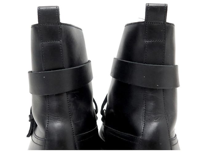 Hermès SCARPE HERMES FINLAND ANFIBI 42 IN PELLE NERA CON DOPPIE CINGHIE Nero - vista 6