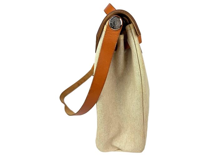 Bolsa de ombro Hermès Toile Vache Herbag 39 MM Natural Marrom - vista 5