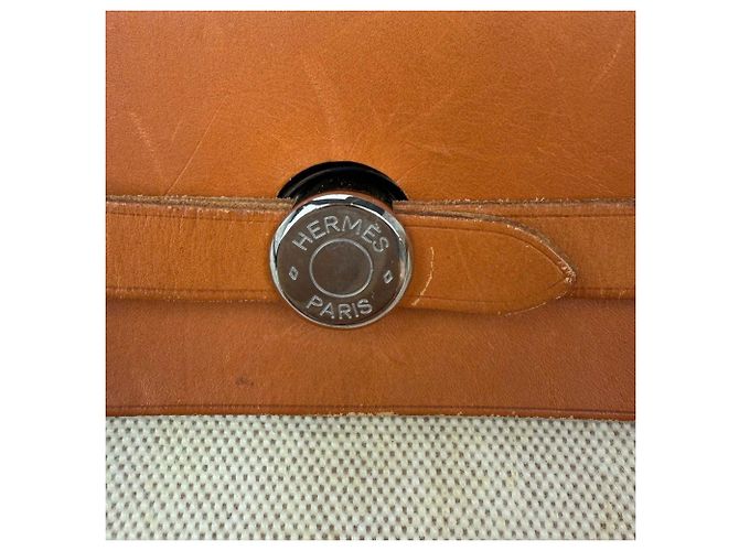Bolsa de ombro Hermès Toile Vache Herbag 39 MM Natural Marrom - vista 7