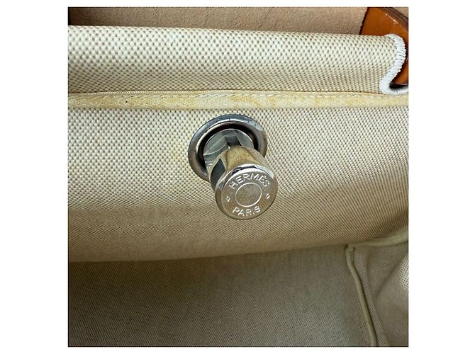 Bolsa de ombro Hermès Toile Vache Herbag 39 MM Natural Marrom - vista 8