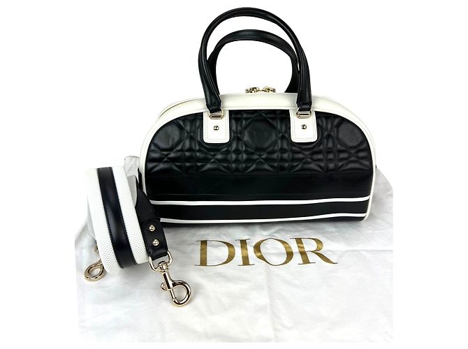 Borsa da bowling con zip Medium Dior Vibe in pelle di agnello Cannage Christian Dior Nero - vista 2