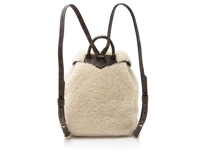 Zaino da sci in tela Monogram shearling Louis Vuitton Marrone Beige - vista 3