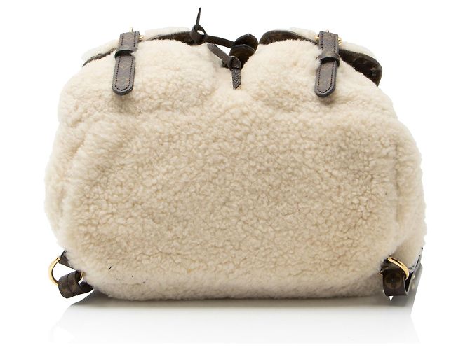 Zaino da sci in tela Monogram shearling Louis Vuitton Marrone Beige - vista 4
