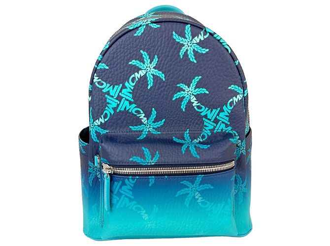 MCM Stark Ceramic Blue Gradation Palm Canvas Backpack - view 10