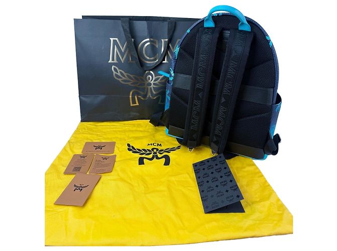 MCM Stark Ceramic Blue Gradation Palm Canvas Backpack - view 2