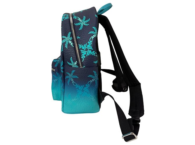 MCM Stark Ceramic Blue Gradation Palm Canvas Backpack - view 5