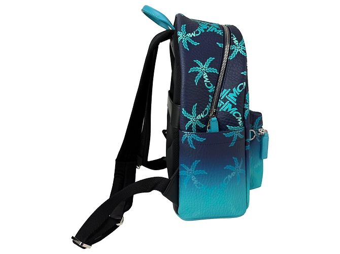 MCM Stark Ceramic Blue Gradation Palm Canvas Backpack - view 6