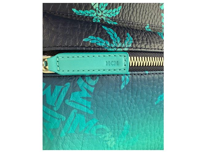 MCM Stark Ceramic Blue Gradation Palm Canvas Backpack - view 7