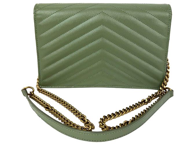 Borsa a tracolla in pelle verde con catena Envelope Saint Laurent - vista 2