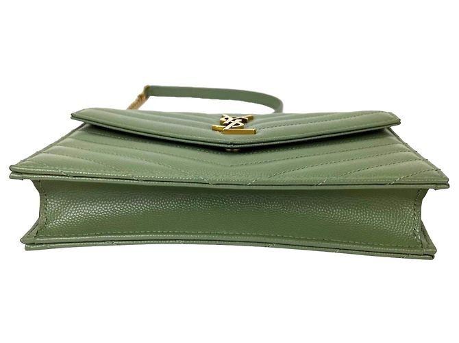 Borsa a tracolla in pelle verde con catena Envelope Saint Laurent - vista 3