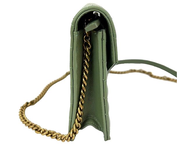 Borsa a tracolla in pelle verde con catena Envelope Saint Laurent - vista 5