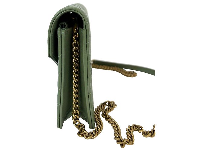 Borsa a tracolla in pelle verde con catena Envelope Saint Laurent - vista 6