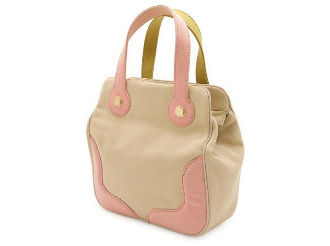 Timeless Borsa tote in tela Chanel Coco Mark Rosa Beige Verde - vista 2
