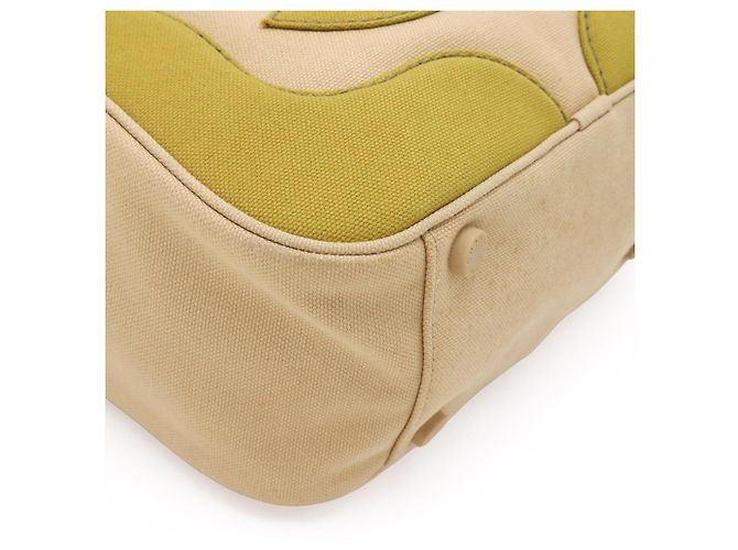 Timeless Borsa tote in tela Chanel Coco Mark Rosa Beige Verde - vista 3