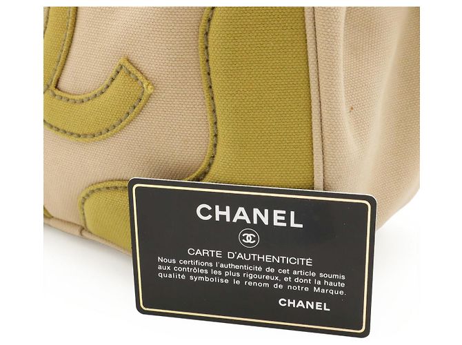 Timeless Borsa tote in tela Chanel Coco Mark Rosa Beige Verde - vista 9