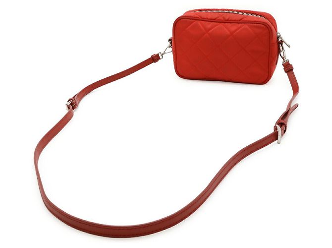 Bolsa de ombro 2 em 1 em nylon e couro com logo triangular da Prada Vermelho - vista 2