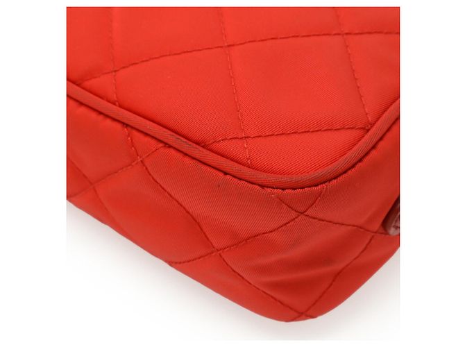 Bolsa de ombro 2 em 1 em nylon e couro com logo triangular da Prada Vermelho - vista 3