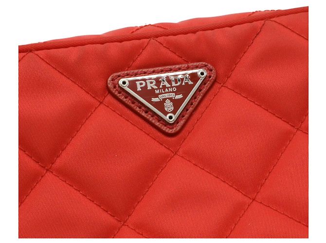 Bolsa de ombro 2 em 1 em nylon e couro com logo triangular da Prada Vermelho - vista 4