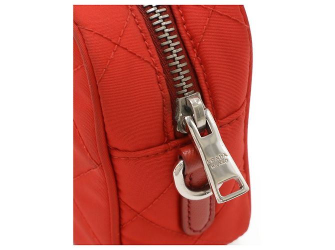 Bolsa de ombro 2 em 1 em nylon e couro com logo triangular da Prada Vermelho - vista 5