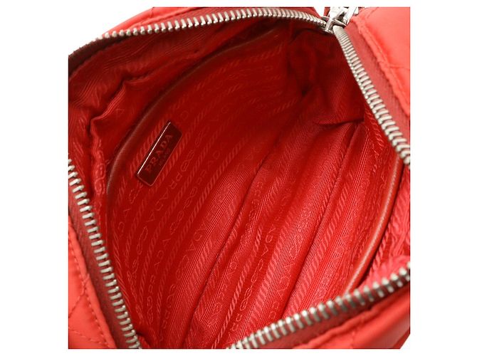 Bolsa de ombro 2 em 1 em nylon e couro com logo triangular da Prada Vermelho - vista 7