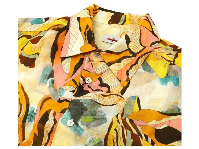 Camisa de lino Etro Multicolor Naranja Amarillo - vista 3