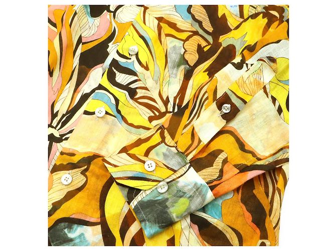 Camisa de lino Etro Multicolor Naranja Amarillo - vista 4
