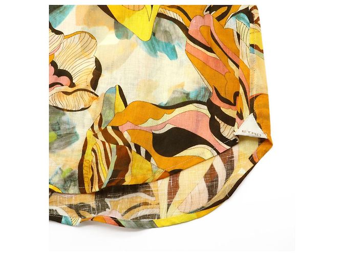 Camisa de lino Etro Multicolor Naranja Amarillo - vista 5
