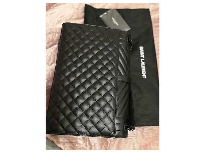 Saint Laurent Borsa Envelope Large in pelle caviar nera Nero - vista 8