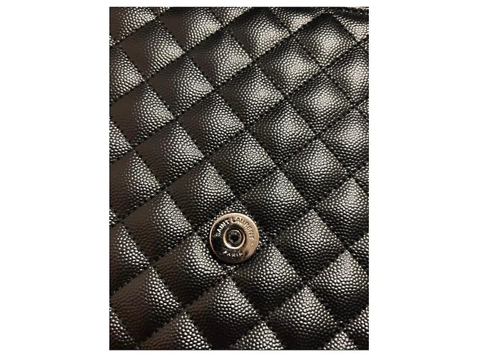 Saint Laurent Borsa Envelope Large in pelle caviar nera Nero - vista 9