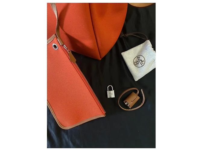 Borsa Hermès Herbag 39 Arancione in Pelle - Ansicht 10