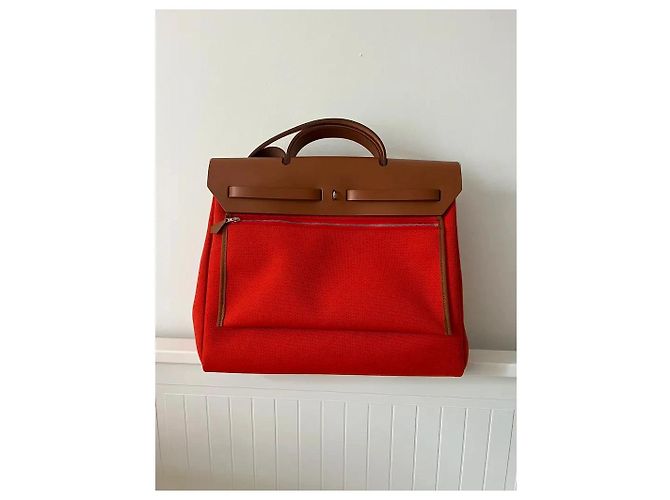 Borsa Hermès Herbag 39 Arancione in Pelle - Ansicht 2