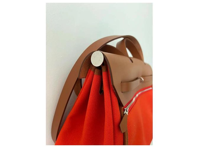 Borsa Hermès Herbag 39 Arancione in Pelle - Ansicht 4