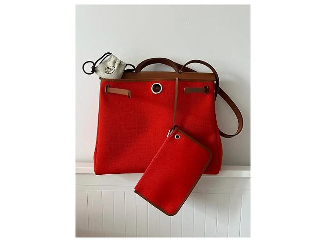 Borsa Hermès Herbag 39 Arancione in Pelle - Ansicht 5