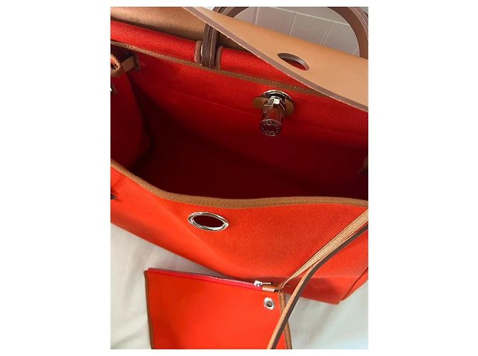 Borsa Hermès Herbag 39 Arancione in Pelle - Ansicht 6
