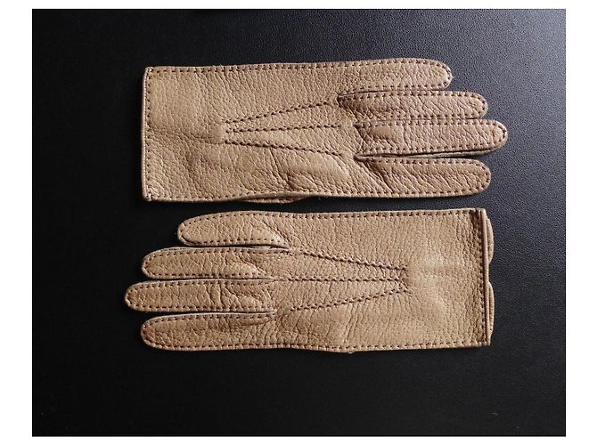 Lanvin Handschuhe aus echtem Peccary in Dunkelbeige Größe 6 ½ Taupe - Ansicht 10