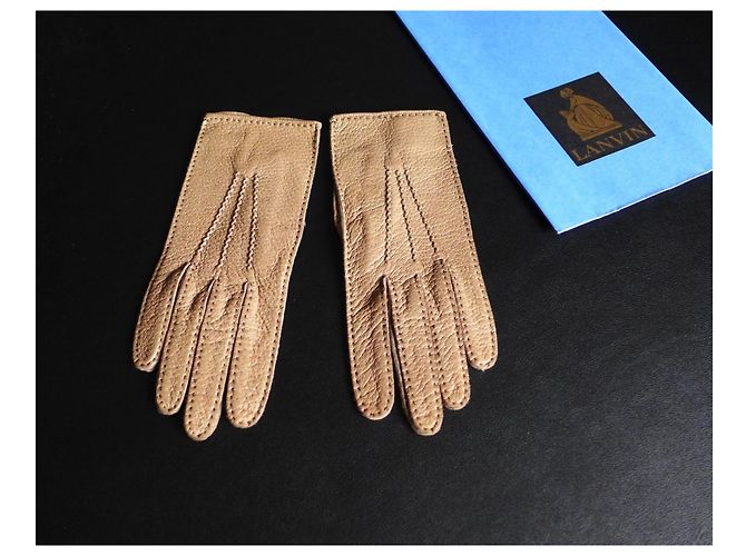 Lanvin Handschuhe aus echtem Peccary in Dunkelbeige Größe 6 ½ Taupe - Ansicht 2